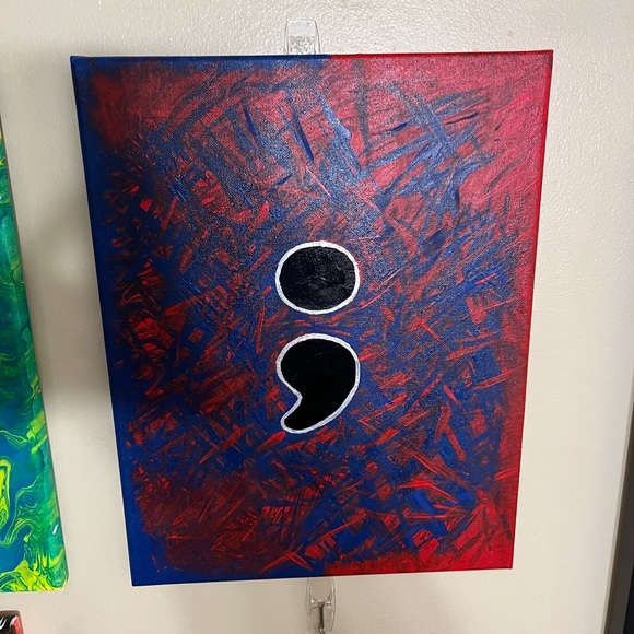 Custom 11x14 semi colon painting. - Picture 1 of 4